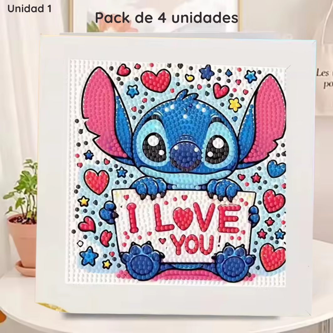 Pack de 4 lienzos diamante